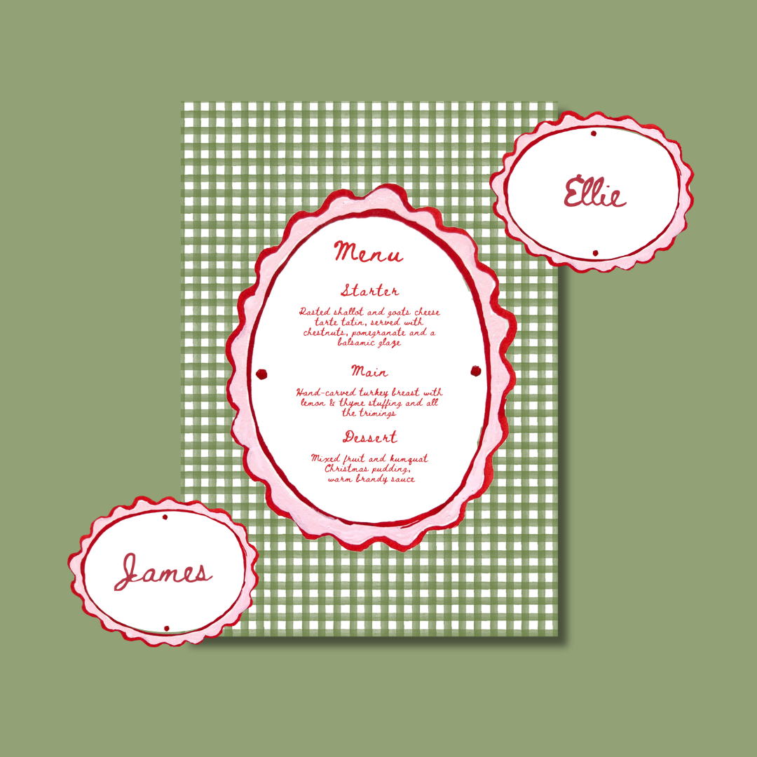 Gingham Christmas Menu template