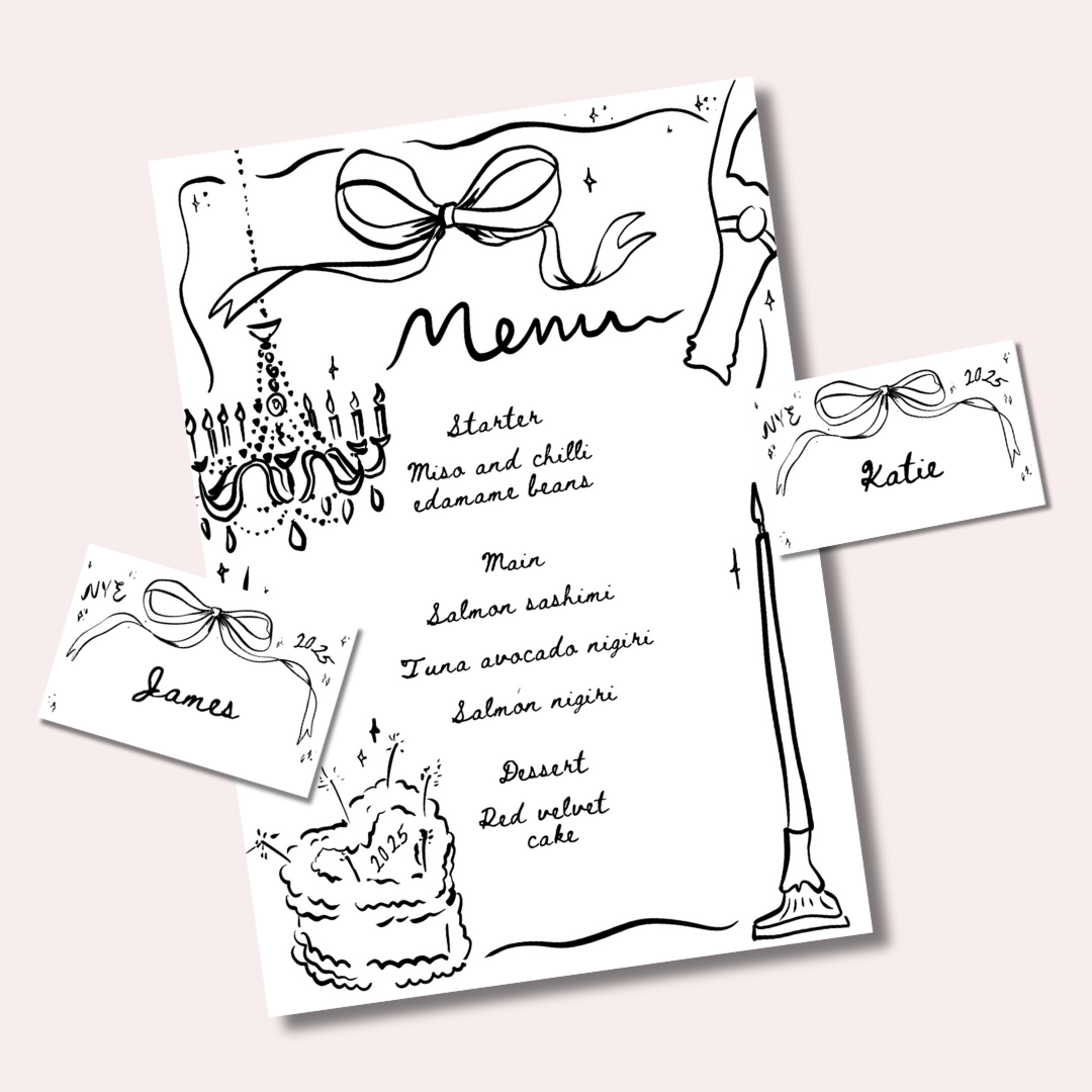 NYE Menu Template - 'The Black Tie One'
