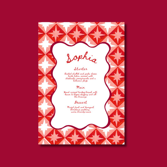 Retro Star Christmas Menu template