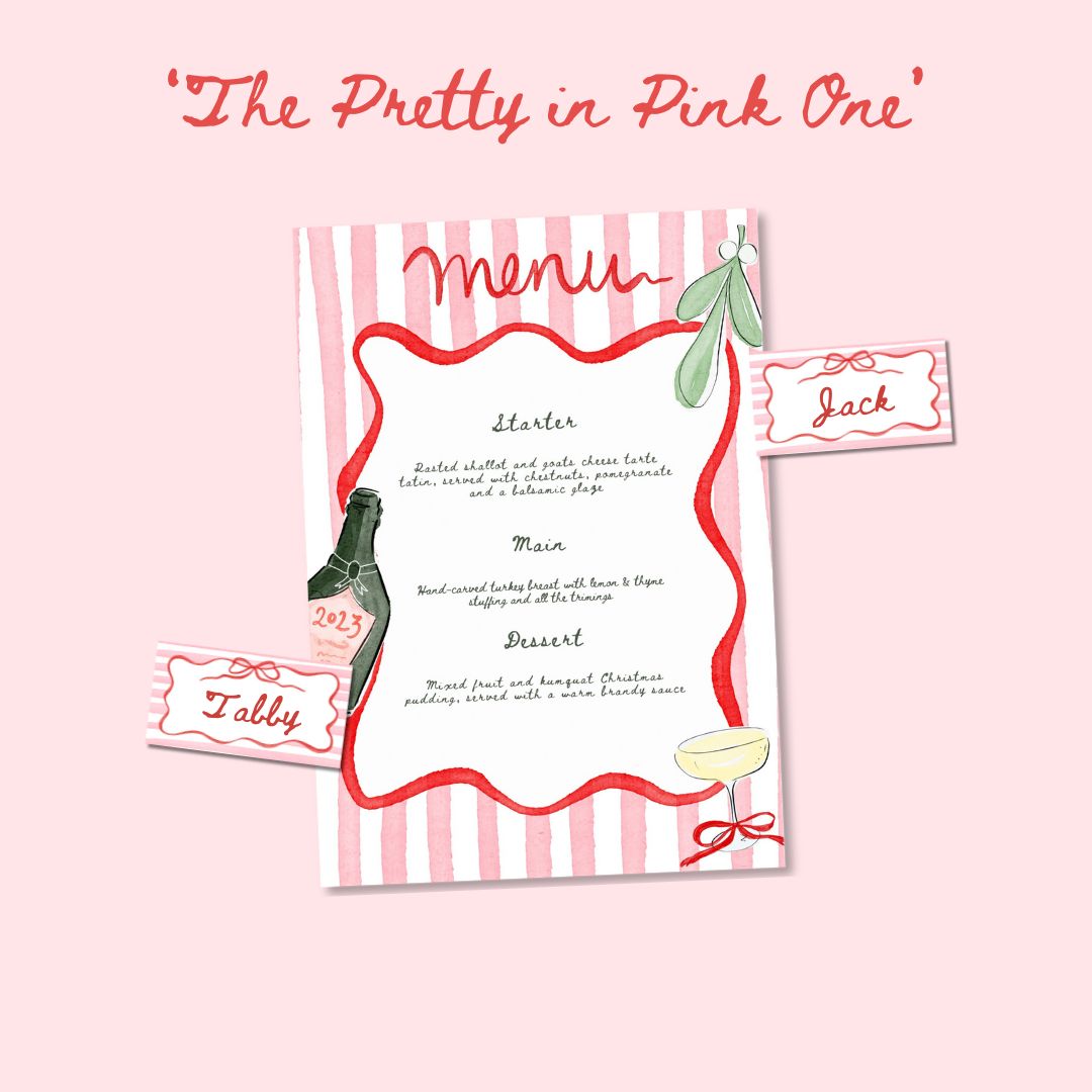 Christmas Menu Template - 'The Pretty in Pink One'