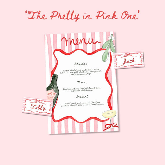 Christmas Menu Template - 'The Pretty in Pink One'