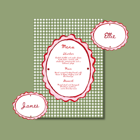 Gingham Christmas Menu template