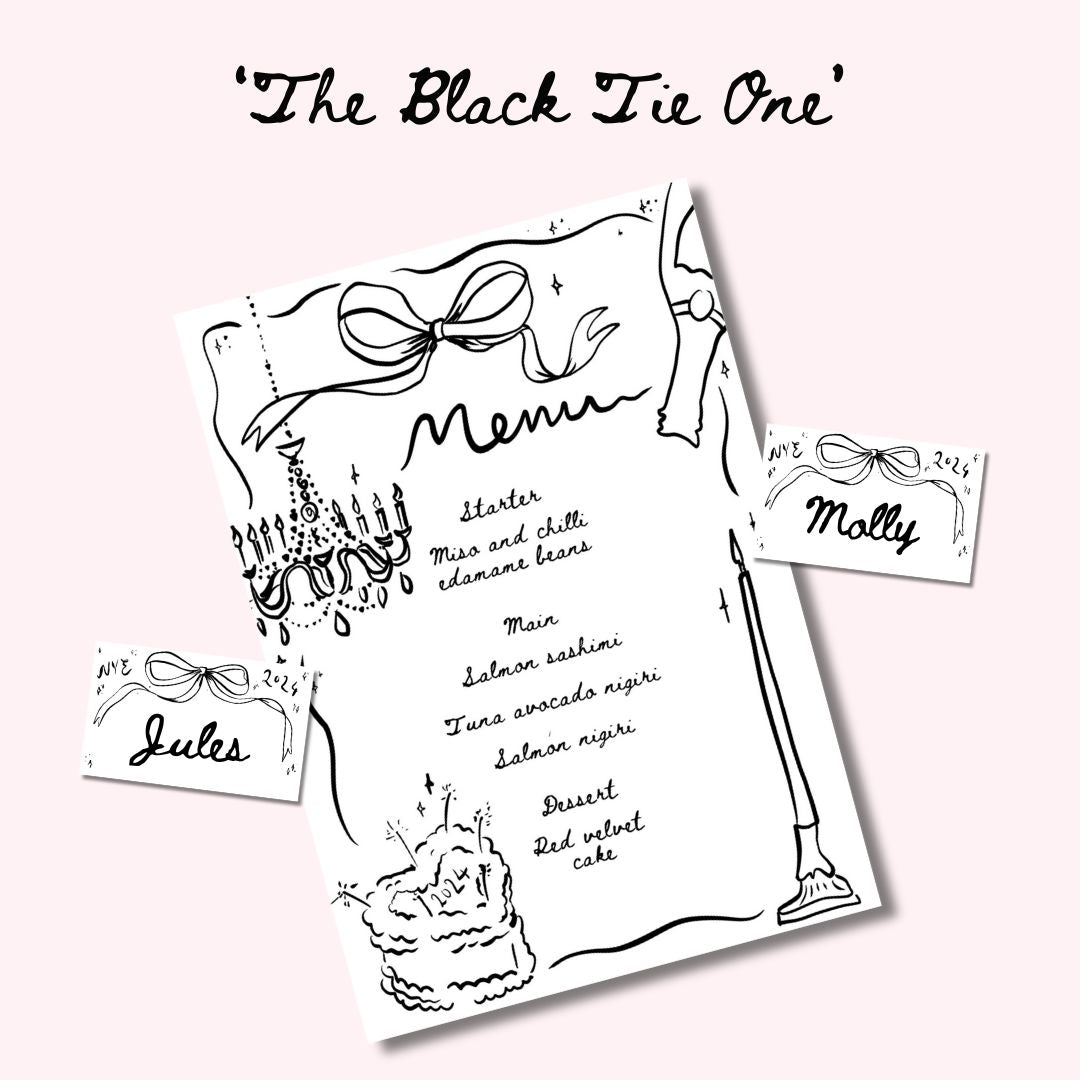 NYE Menu Template - 'The Black Tie One'